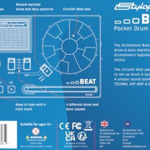 Stylophone Beat - Compact Stylus Drum Machine | 4 Drum Kits & 4 Bass Sounds | Rhythm Machine Beat Maker | Drum Loop Machine