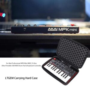 LTGEM Travel Hard Carrying Case for Akai Professional MPK Mini MK3 / MPK Mini Play MK3 / MPK Mini MKII/MPK Mini Play - 25 Key USB MIDI Keyboard Controller, Black+Black(Case Only)