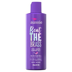 aussie beat the brass paraben-free purple shampoo for color-treated hair, 8 fl oz