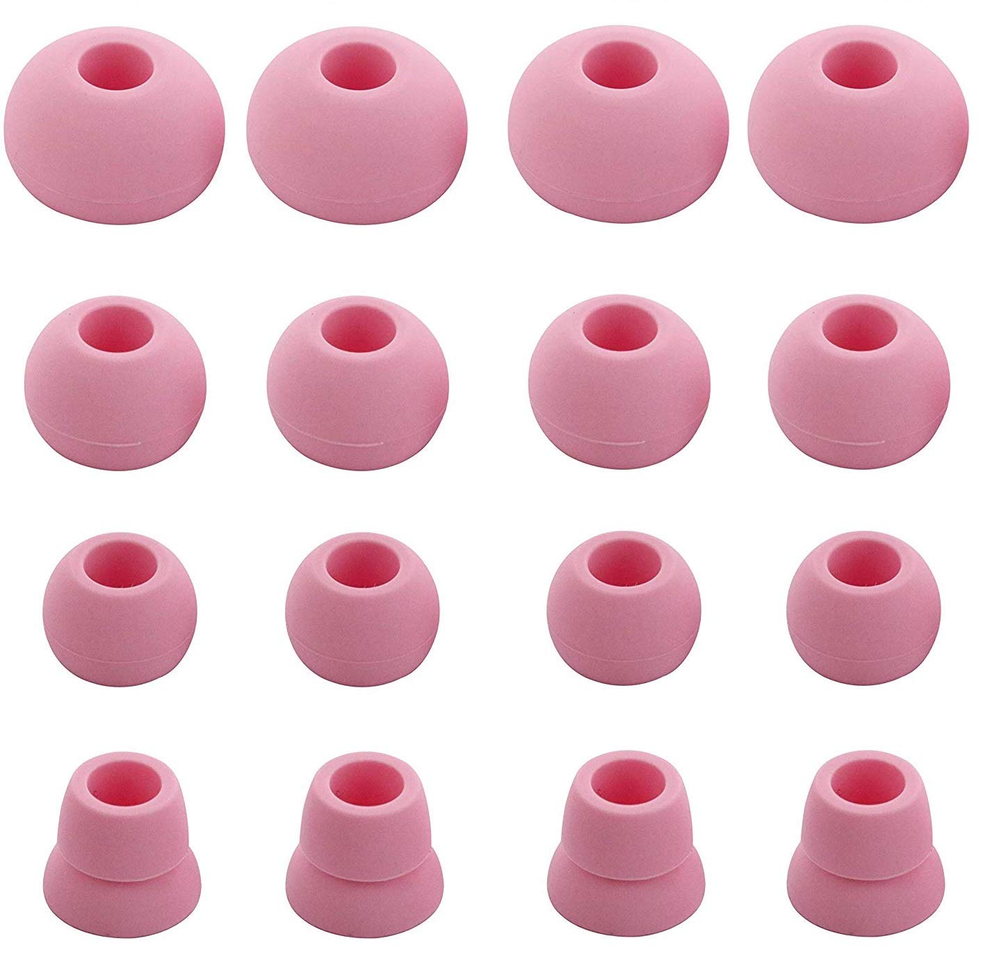 BLLQ Replacement Silicone Ear Tips Ear Buds Ear gels for Beats by dr dre Powerbeats 3 Wireless Stereo Earphones - 16PCS 8 Pairs with 4 Size Options （Pink）