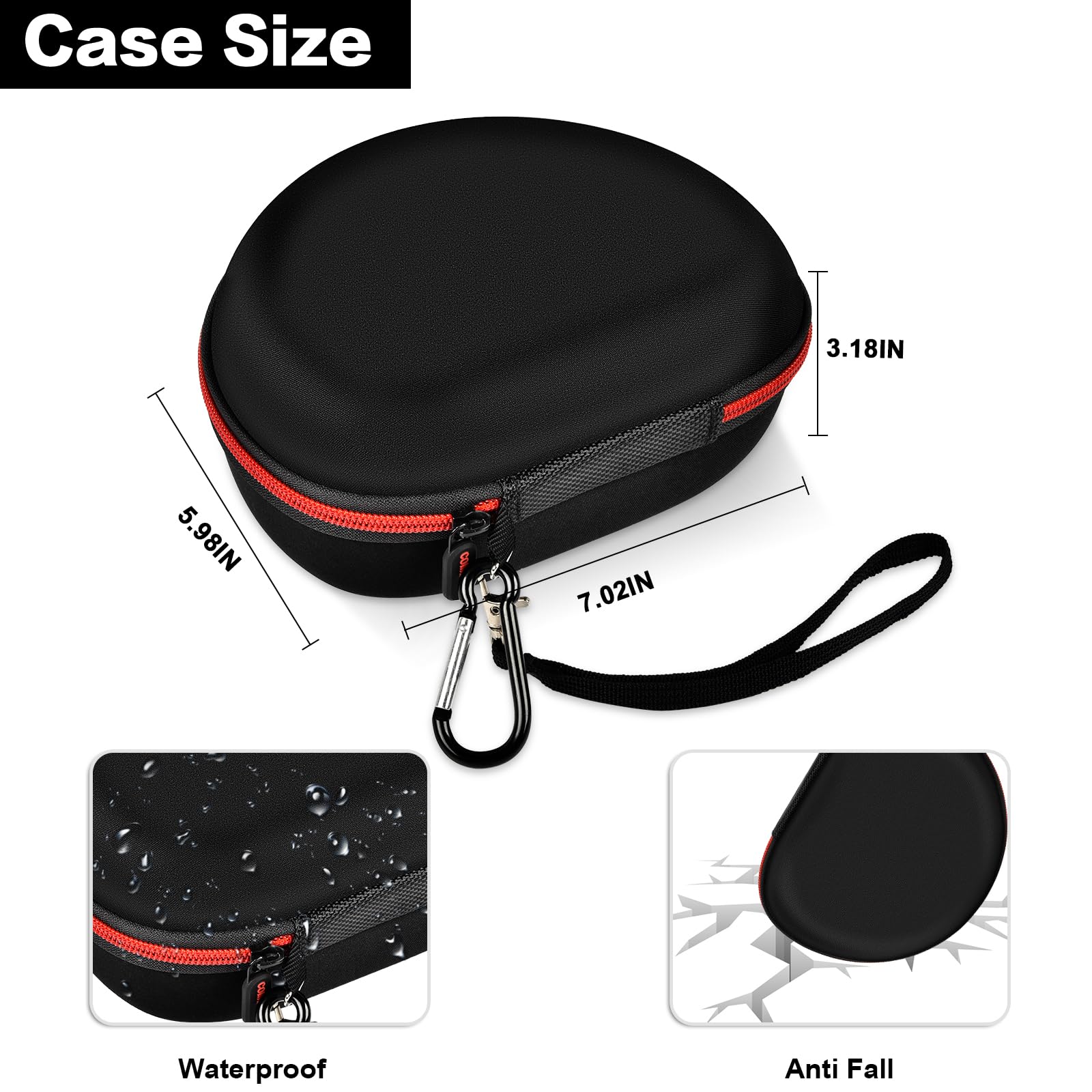 Headphone Case for TOZO HT2/ for Beats Solo 4/ for Picun P26/ for Beats Studio Pro/for Beats Solo3/ for Beats Studio3 On-Ear Headphones More Foldable Bluetooth Wireless Headset (Extra Large) - Black