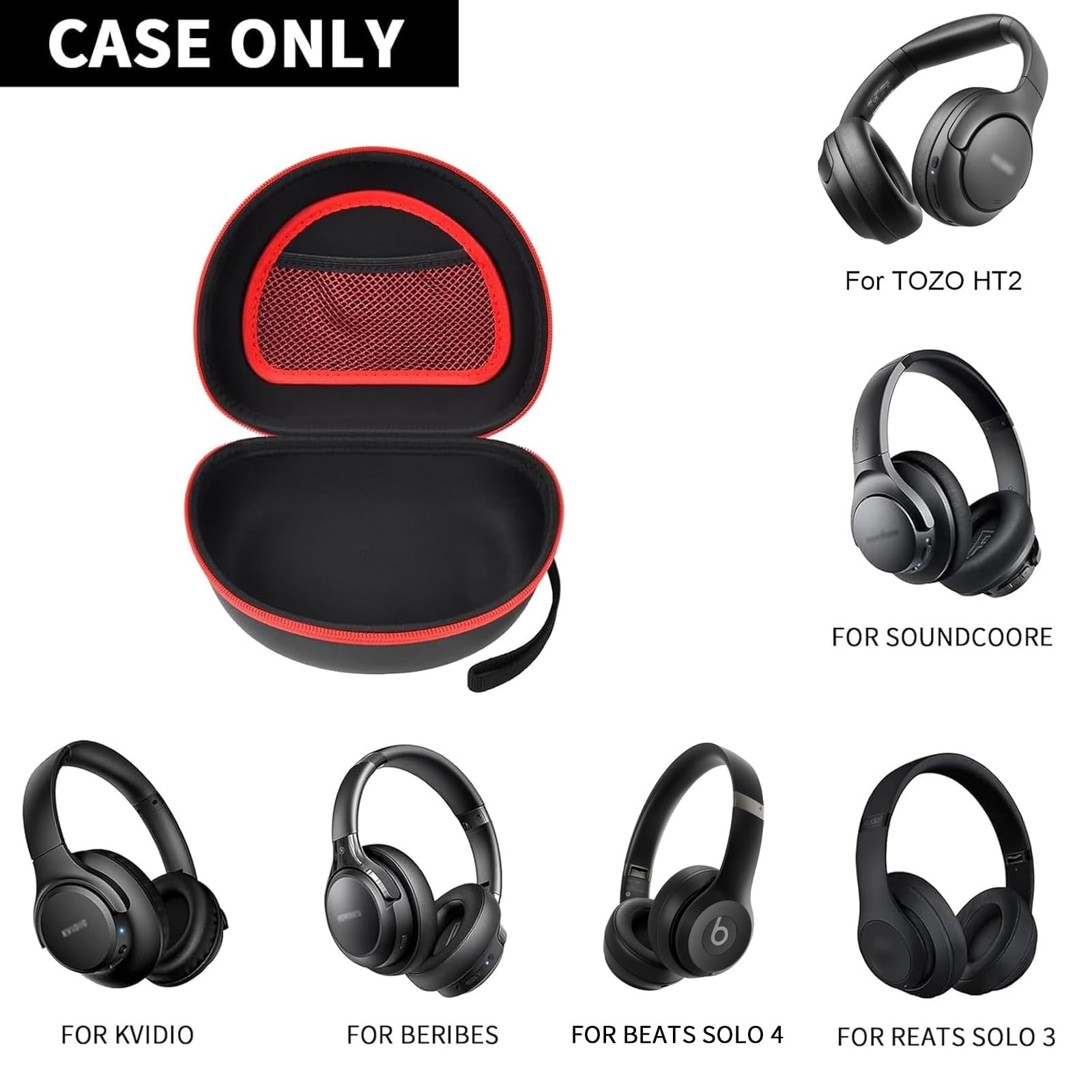 Headphone Case for TOZO HT2/ for Beats Solo 4/ for Picun P26/ for Beats Studio Pro/for Beats Solo3/ for Beats Studio3 On-Ear Headphones More Foldable Bluetooth Wireless Headset (Extra Large) - Black