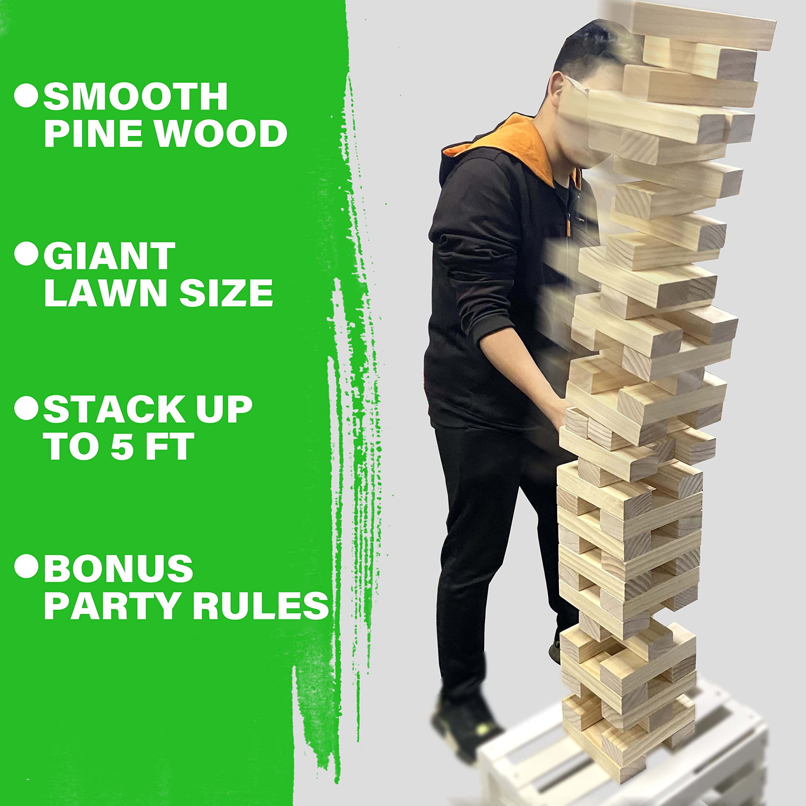 SPORT BEATS Giant Tower Game Outdoor Games 54 Blocks Stacking Game - Includes Carry Bag and Scoreboard