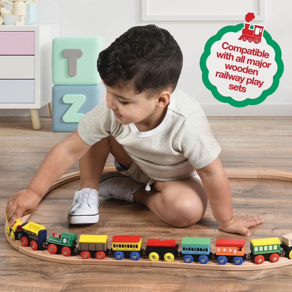 Wooden Train Set 12 PCS - Train Toys Magnetic Set Includes 3 Engines - Toy Train Sets For Kids Toddler Boys And Girls - Compatible With All Major Brands - Original - By Play22