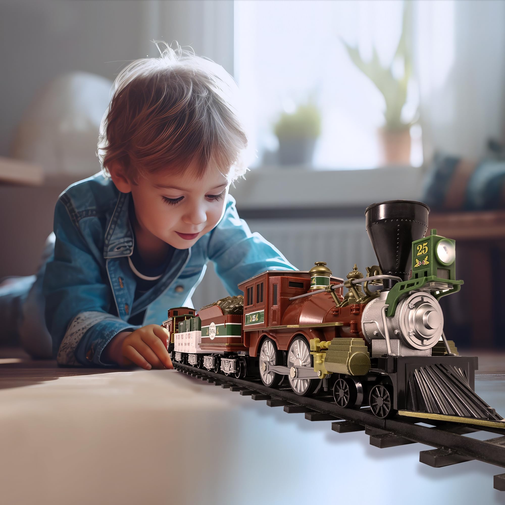 Lionel North Pole Central Ready-to-Play Freight Set, Battery-powered Model Train Set with Remote