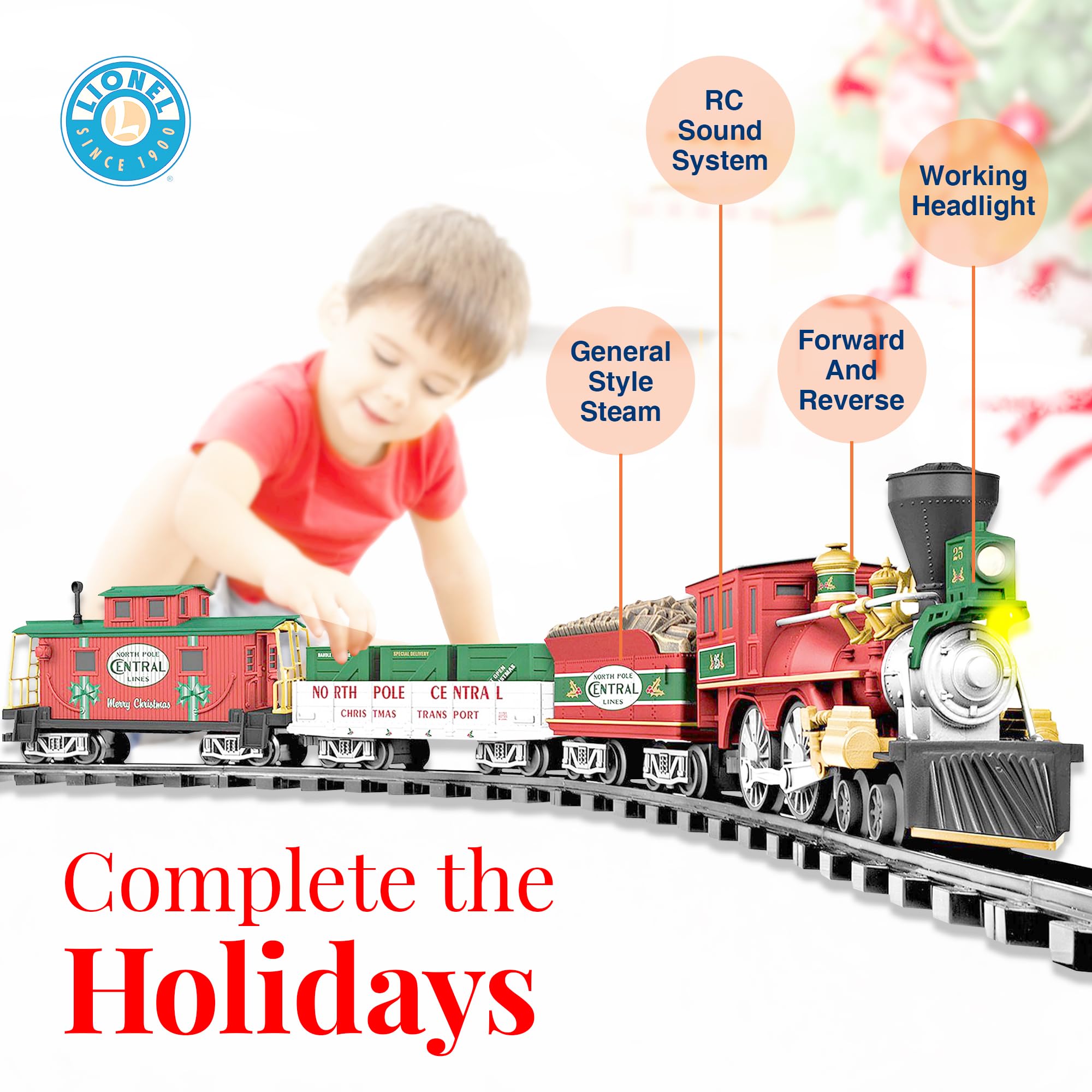 Lionel North Pole Central Ready-to-Play Freight Set, Battery-powered Model Train Set with Remote