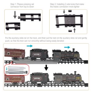 Electric Train Sets for Boys Girls Metal Alloy Christmas Trains Toys Steam Locomotive, Passenger Carriages, Tracks, Light & Sounds Rechargeable Birthday Gifts for Kids 3 4 5 6 7 8 + Years Old Green