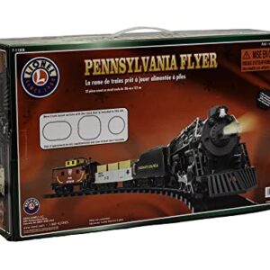 Lionel Battery-Operated Pennsylvania Flyer Freight Toy Train Set with Locomotive, Train Cars, Track & Remote with Authentic Train Sounds, & Lights for Kids 4+