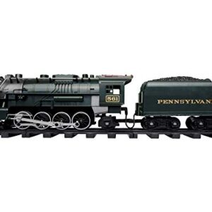 Lionel Battery-Operated Pennsylvania Flyer Freight Toy Train Set with Locomotive, Train Cars, Track & Remote with Authentic Train Sounds, & Lights for Kids 4+