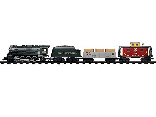 Lionel Battery-Operated Pennsylvania Flyer Freight Toy Train Set with Locomotive, Train Cars, Track & Remote with Authentic Train Sounds, & Lights for Kids 4+