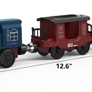 Battery Operated Train for Wooden Track, 3Pcs Train Toy Set for 3 4 5+Years old Boy Girl Toddlers, Motorized Train Accessories Electric Train Compatible with Thomas & Friends, Brio and Chuggington