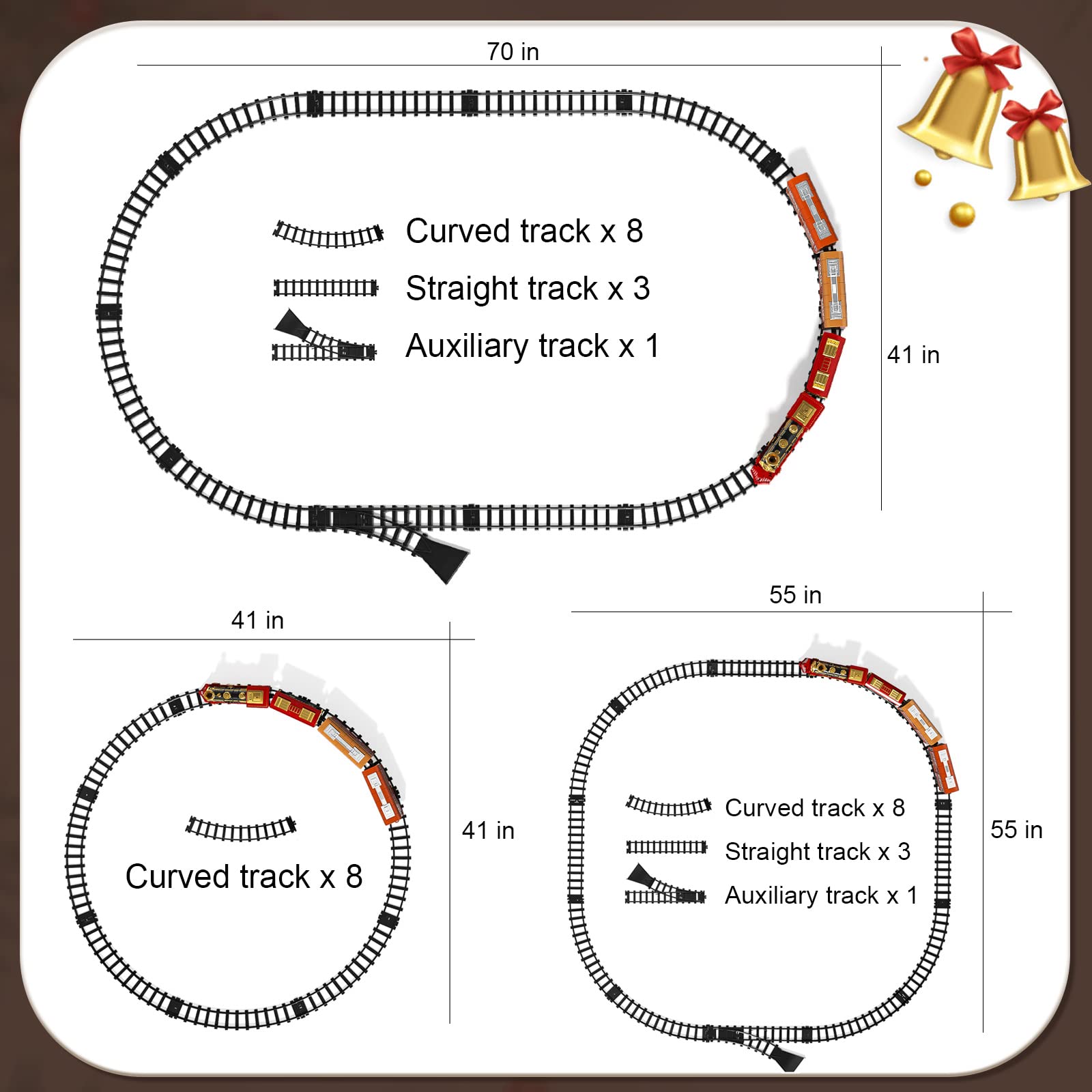 Locomoto Train Set - Electric Train Toys w/Smoke, Light and Sounds (ON/Off), Toddler Train Sets for Boys 2-4 w/Steam Locomotive Engine, Carriages and Tracks, Christmas Toy Train for Preschool Kids