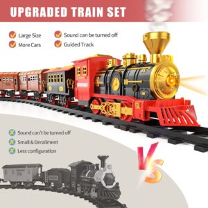 Locomoto Train Set - Electric Train Toys w/Smoke, Light and Sounds (ON/Off), Toddler Train Sets for Boys 2-4 w/Steam Locomotive Engine, Carriages and Tracks, Christmas Toy Train for Preschool Kids