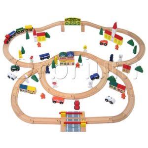 Orbrium Toys 100 Piece Triple Loop Wooden Train Set Track Generic Fits Thomas Brio