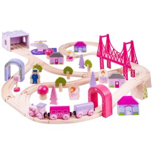 bigjigs rail wooden fairy town train set - 75 play pieces