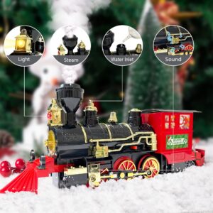 OCHIDO Train Set - Christmas Train Sets for Under The Tree, Electric Train Toy Gift for Boys Girls, with Railway Kits,Cargo Cars & Tracks,Light,Smokes & Sound,for 3 4 5 6 7 8+ Year Old Kids