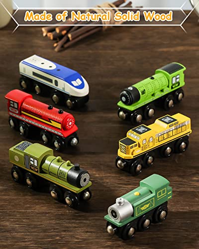 SainSmart Jr. Wooden Train Set Accessories, Magnetic Toy Car Set (10 PCS), Compatible with All Major Brands, Gift for Toddlers, Boys, and Girls Aged 3+