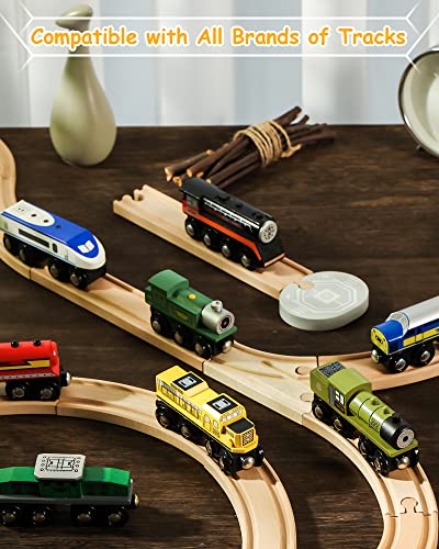 SainSmart Jr. Wooden Train Set Accessories, Magnetic Toy Car Set (10 PCS), Compatible with All Major Brands, Gift for Toddlers, Boys, and Girls Aged 3+