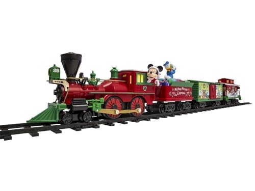 Lionel Battery-Operated Disney Mickey Mouse Express Toy Train Set with Locomotive, Train Cars, Track & Remote with Authentic Train Sounds, & Lights for Kids 4+