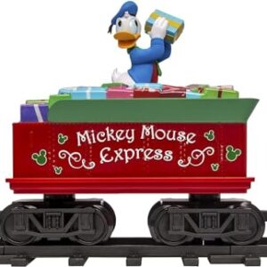 Lionel Battery-Operated Disney Mickey Mouse Express Toy Train Set with Locomotive, Train Cars, Track & Remote with Authentic Train Sounds, & Lights for Kids 4+