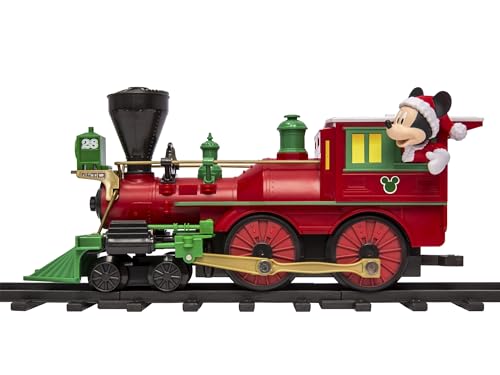 Lionel Battery-Operated Disney Mickey Mouse Express Toy Train Set with Locomotive, Train Cars, Track & Remote with Authentic Train Sounds, & Lights for Kids 4+