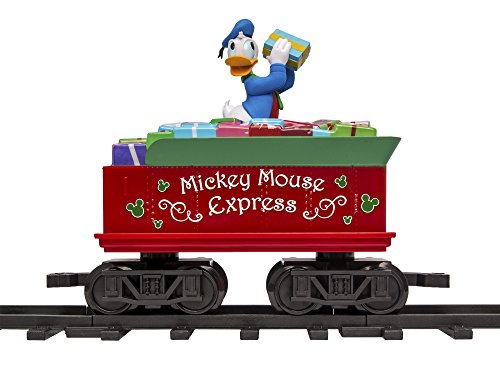 Lionel Battery-Operated Disney Mickey Mouse Express Toy Train Set with Locomotive, Train Cars, Track & Remote with Authentic Train Sounds, & Lights for Kids 4+