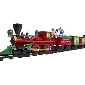 Lionel Battery-Operated Disney Mickey Mouse Express Toy Train Set with Locomotive, Train Cars, Track & Remote with Authentic Train Sounds, & Lights for Kids 4+