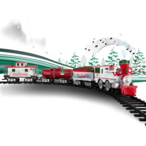 lionel battery-operated winter wonderland express toy train set with locomotive, train cars, track & remote with authentic train sounds, steam & lights for kids 4+