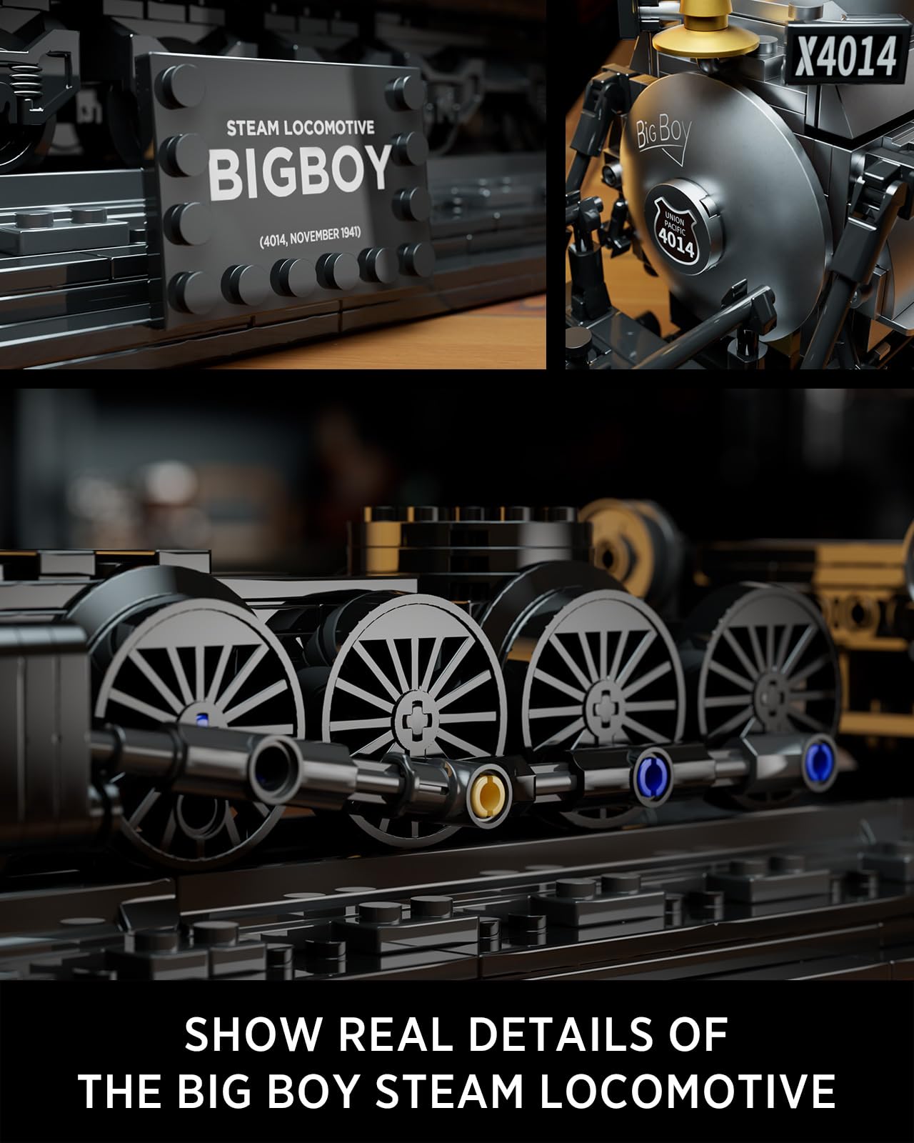 Nifeliz Big Boy Locomotive, Articulated Steam Locomotive Building Block Set, Legendary Steam Train Display Kit for Gift Giving (1,818 Pieces)