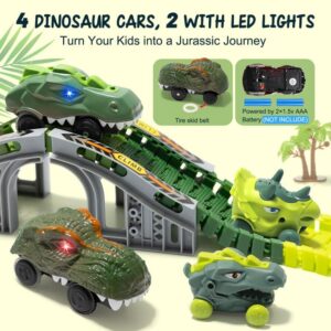 EchoPlan Dinosaur Toys, 309PCS Dinosaur Race Track Train Toy with 4 Dino Cars, 6 Dino Toys, 270 Track set,Create A Dino World Road Race, Toys for Boys kids toddlers 3 4 5 6 7 8 10+ Year Old & Up