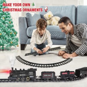 Train Set - Electric Train Toy Gift for Boys Girls,with Railway Kits,Steam Locomotive,Transport Vehicle &Tracks, Light,Smokes & Sound,Christmas Train Gifts for 3 4 5 6 7 8+ Year Old Kids