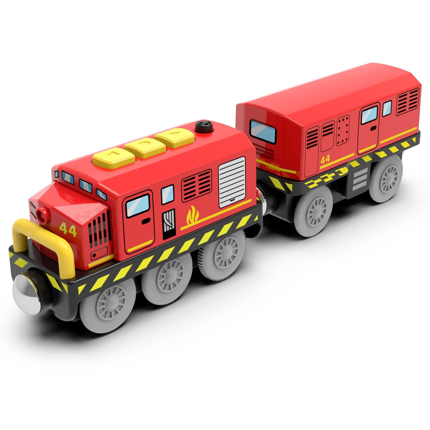 Wooden Train Track Accessories Battery Operated Locomotive Train, Motorized Train for Toddlers with Magnetic Connection, Powerful Engine Train Vehicles (Red Battery Operated Train with Lights)