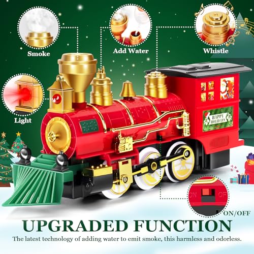 Gloween Train Set - Electric Train Toy for Boys & Girls, Railway Kit with Smoke, Sound, Light, Cargo Cars & Tracks, for 3, 4, 5, 6, 7, 8+ Year Old Kids - S1