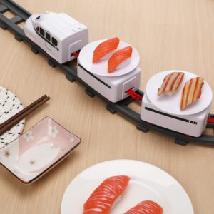 XYBHRC Sushi Train Rotating Table Food Train Battery Powered Electric Train Toy Japanese Sashimi Plates Under Christmas Tree Train Track for Child Days of Week DIY Sushi Making Supplies