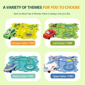 Puzzle Racer Kids Car Track Set - 2024 Best Blooming Babies Puzzle Racer, Children's Educational Puzzle Track Car Play Set,Puzzle Track for Kids (5 Pcs, 4Sets)