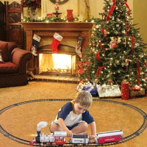 WASAiKA Train Track Toys with Lights, Smokes, Sound and Railway Kits, Train Set including Steam Locomotive Engine, Cargo Cars,Tracks, Christmas Tree Decoration Gifts for 3+ Boys Girls Kids