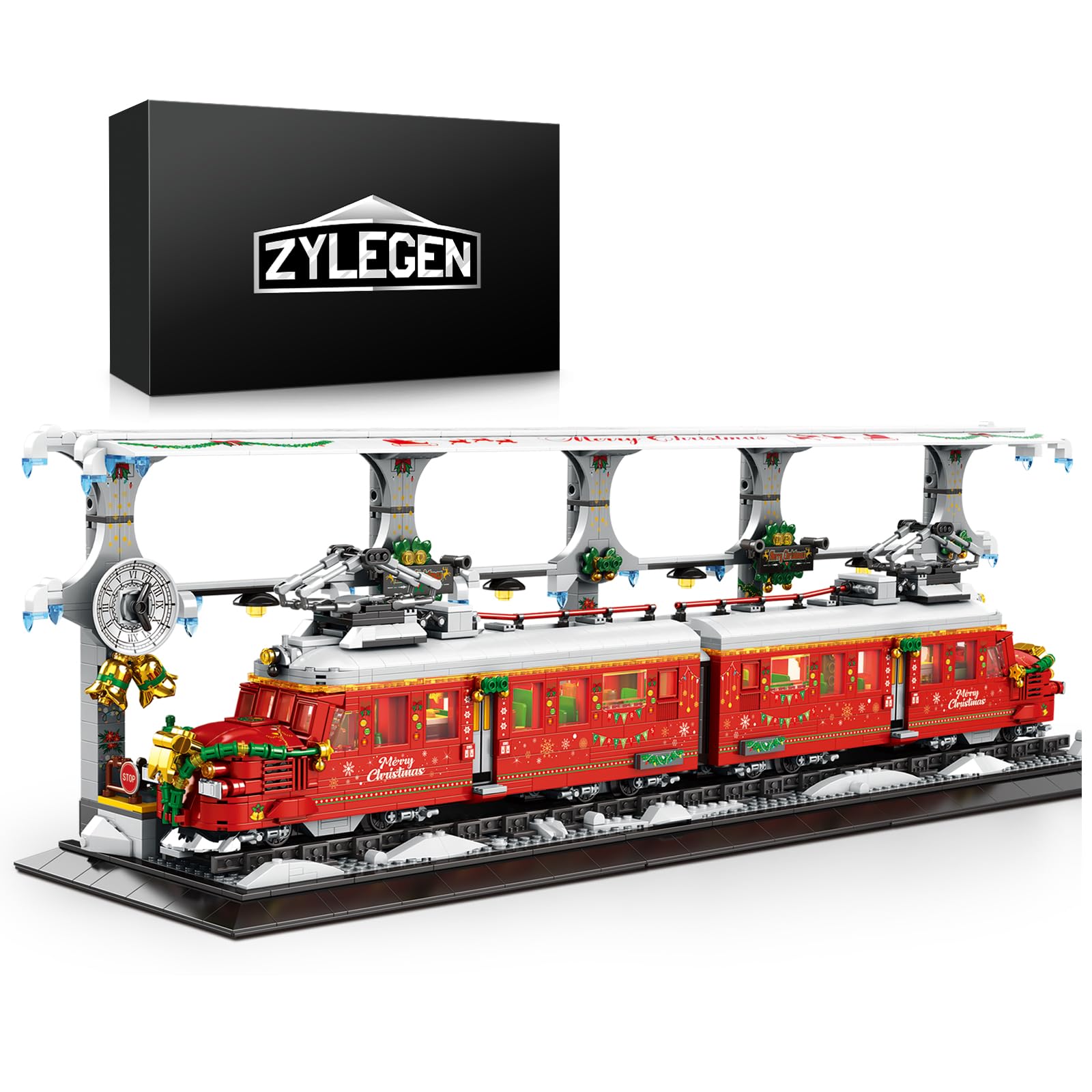 ZYLEGEN Christmas Train building Kit with Train Track,Christmas Train Set with Snowman,Stocking Stuffer for Kids,Xmas Gifts for Boys Girls,Collectible Steam Locomotive Display Toys Set(2,833+Pcs)