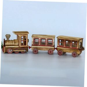 ibasenice 1 Set Wooden Christmas Train Desktop Toys Dining Table Centerpieces Christmas Decor Simulation Train Christmas Train Toy Santa Claus Toy Xmas Train Model Ornament Decorative Prop