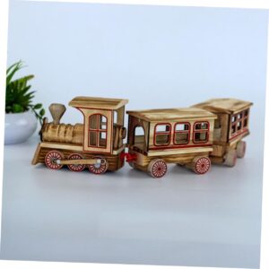 ibasenice 1 Set Wooden Christmas Train Desktop Toys Dining Table Centerpieces Christmas Decor Simulation Train Christmas Train Toy Santa Claus Toy Xmas Train Model Ornament Decorative Prop