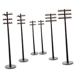 coheali 6pcs micro landscape garden road light model trains simulation telephone pole telephone poles toy mini garden supply toys telegraph pole model child miniature diorama abs