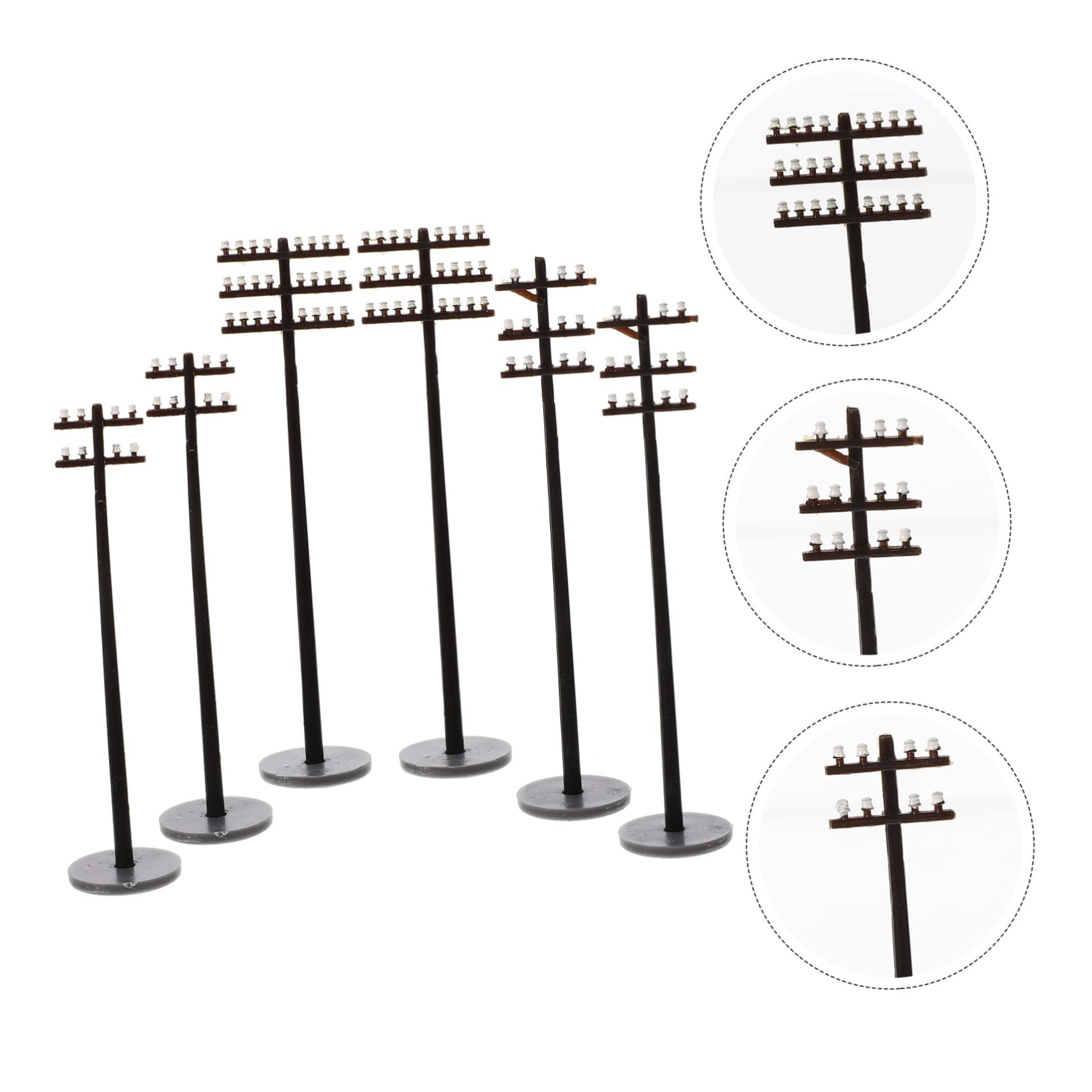 COHEALI 6pcs Micro Landscape Garden Road Light Model Trains Simulation Telephone Pole Telephone Poles Toy Mini Garden Supply Toys Telegraph Pole Model Child Miniature Diorama Abs