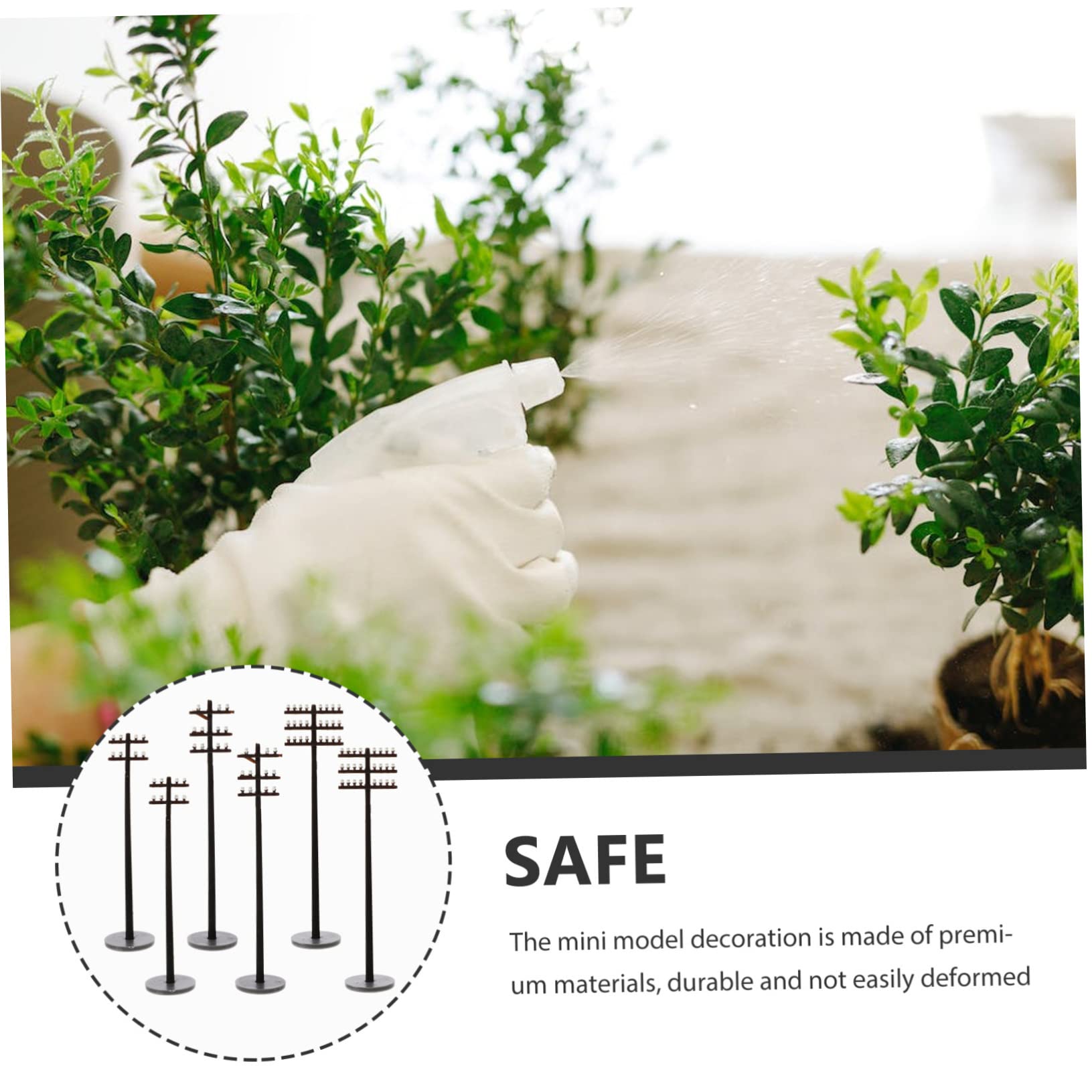 COHEALI 6pcs Micro Landscape Garden Road Light Model Trains Simulation Telephone Pole Telephone Poles Toy Mini Garden Supply Toys Telegraph Pole Model Child Miniature Diorama Abs