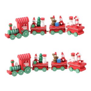 bestoyard 2pcs christmas ornaments for kids miniature train christmas train decorations xmas train toy miniature christmas train mini christmas train wood bamboo child model christmas tree