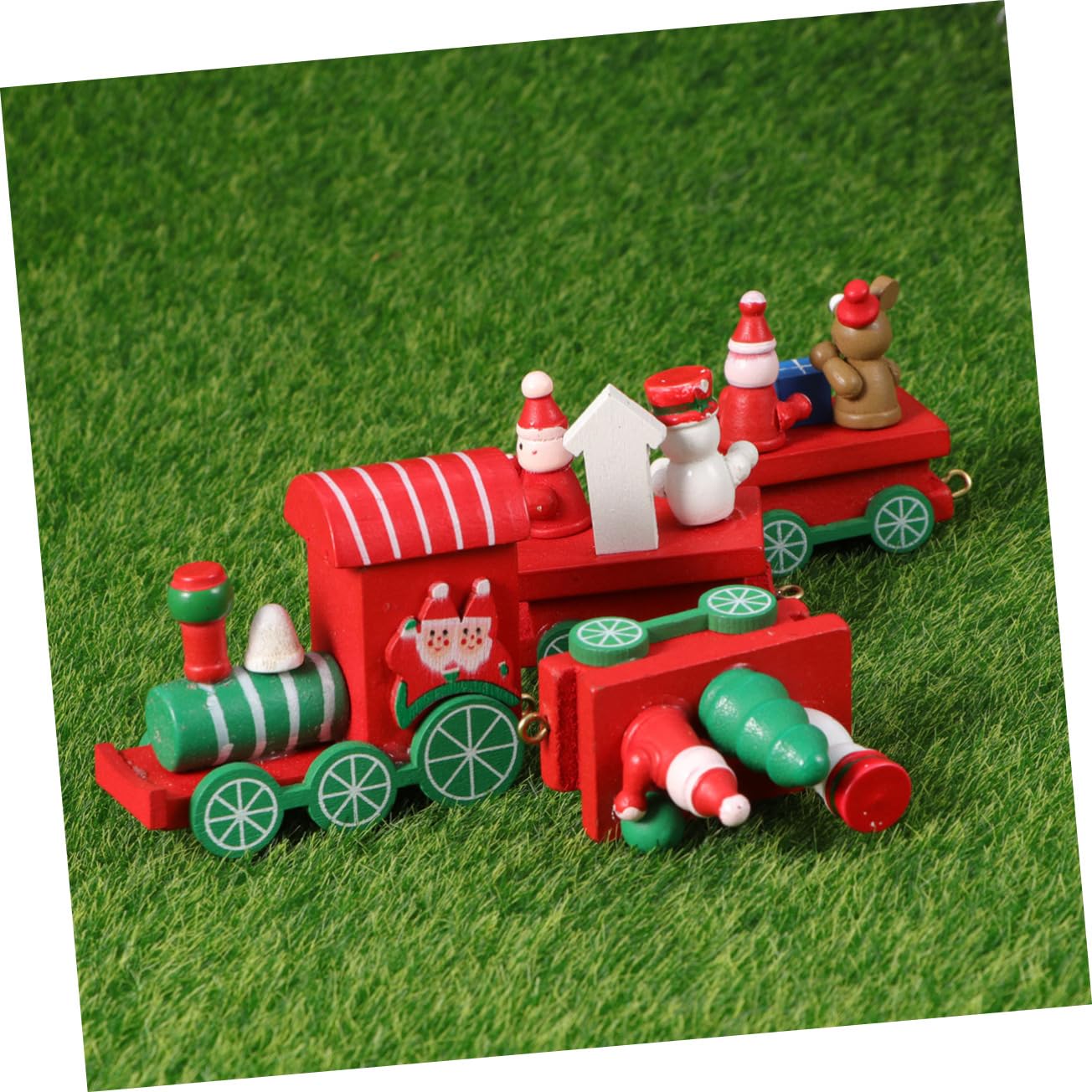 BESTOYARD 2pcs Christmas Ornaments for Kids Miniature Train Christmas Train Decorations Xmas Train Toy Miniature Christmas Train Mini Christmas Train Wood Bamboo Child Model Christmas Tree