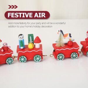 ifundom 1 Set Christmas Train Ornaments 2000s Party Decorations Train Centerpiece Decoration Christmas Wood Toy Train Figures Red Decorations Christmas Train Decorations Statue Wooden