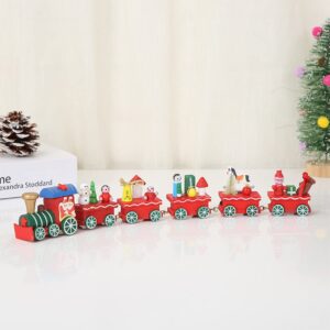 ifundom 1 Set Christmas Train Ornaments 2000s Party Decorations Train Centerpiece Decoration Christmas Wood Toy Train Figures Red Decorations Christmas Train Decorations Statue Wooden