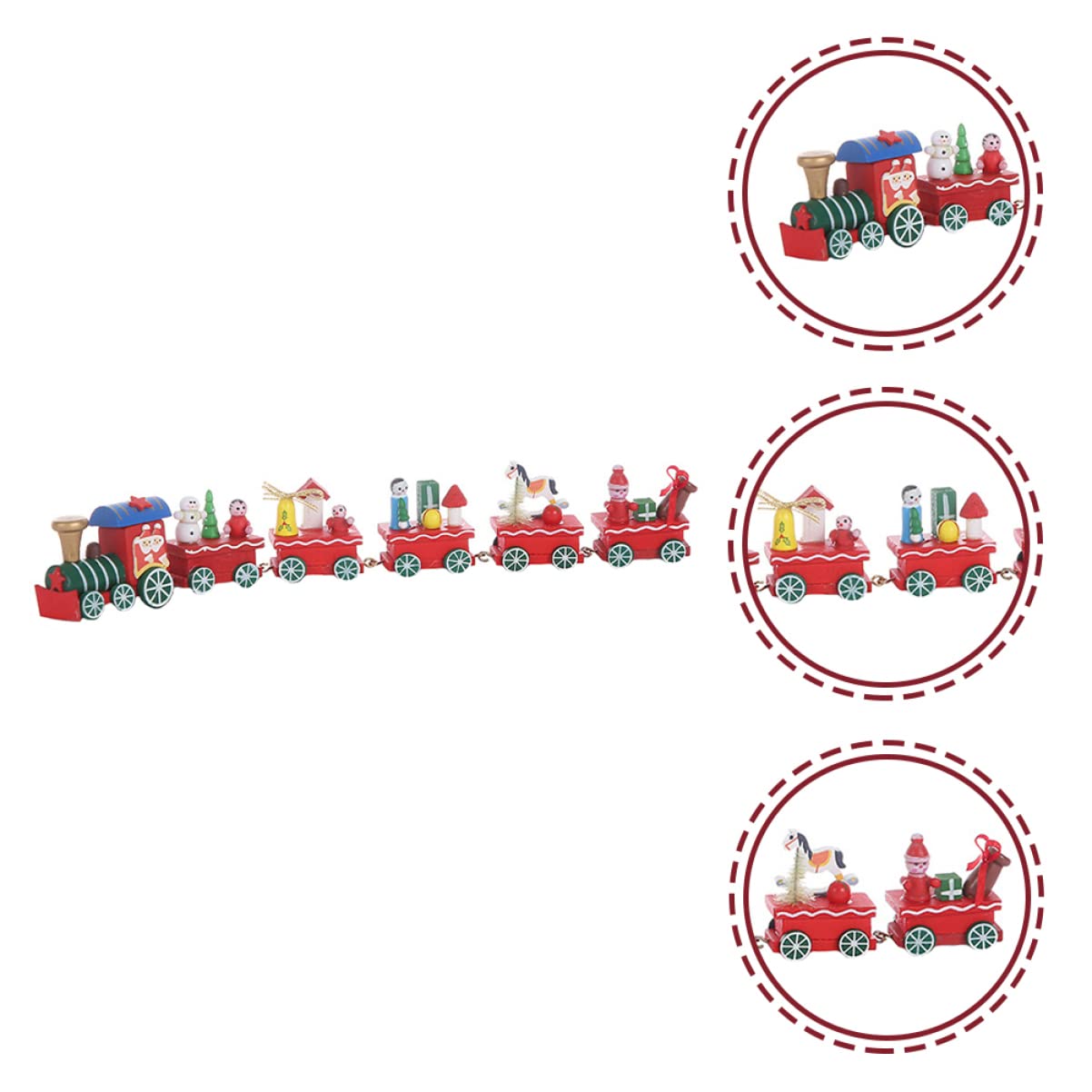 ifundom 1 Set Christmas Train Ornaments 2000s Party Decorations Train Centerpiece Decoration Christmas Wood Toy Train Figures Red Decorations Christmas Train Decorations Statue Wooden