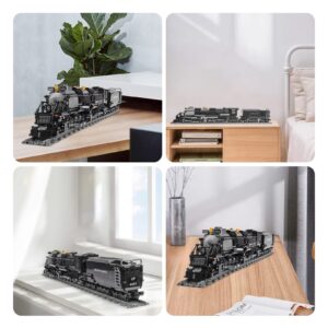 Chunbrommisam Steam Model Train Building Blocks, Build The Train Building Bricks Set, Large Locomotives Display Toy with Train Tracks,Top Present for Train Lovers (1608 Pcs)