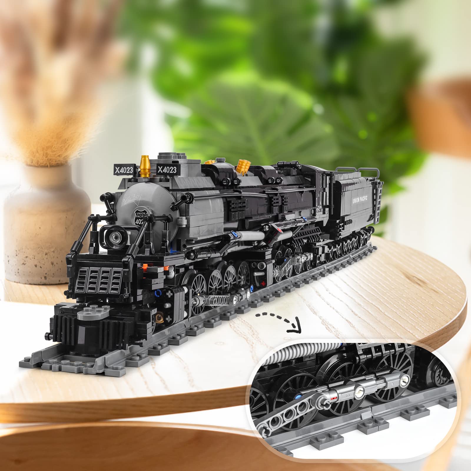 Chunbrommisam Steam Model Train Building Blocks, Build The Train Building Bricks Set, Large Locomotives Display Toy with Train Tracks,Top Present for Train Lovers (1608 Pcs)