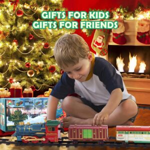 Electric Train Set Toys - Rechargeable Toy Train for Kids with Sprays, Sounds, Lights, Tracks, Train Cars, and Silent Mode - Toddlers Model Birthday Gifts and Train Set for 3 4 5 6 7 8+ Year Old Kids